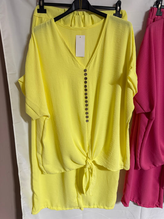 Button detail shirt set