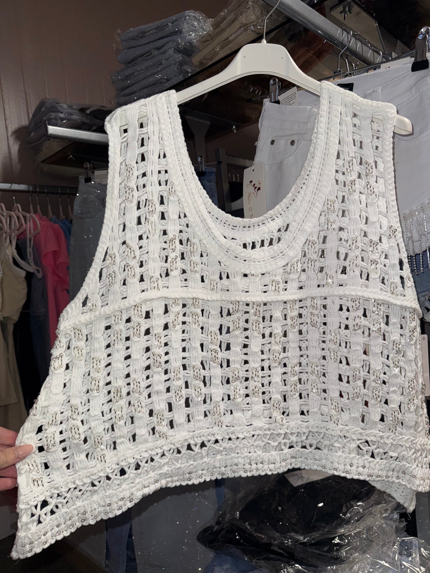 Crochet sparkle vest