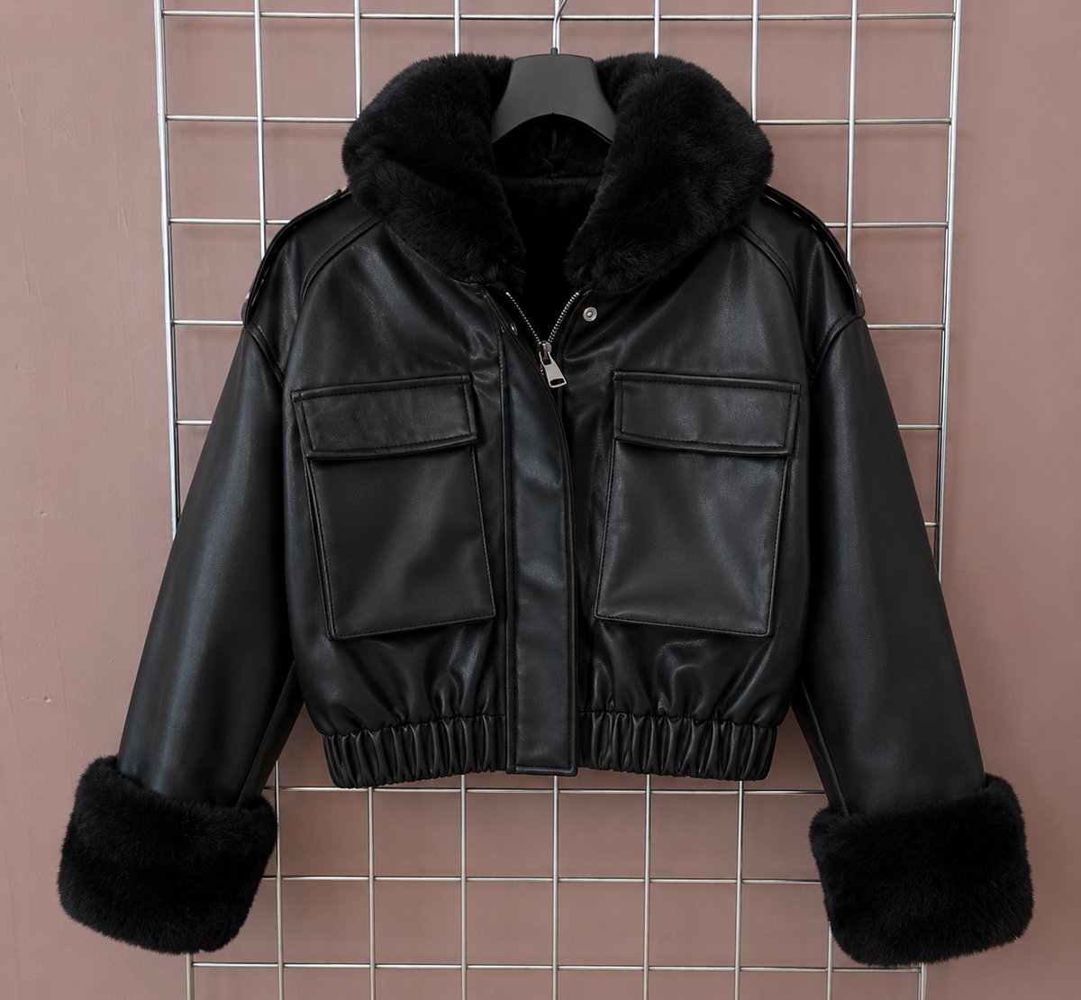 The  fur Hooded Fur jacket