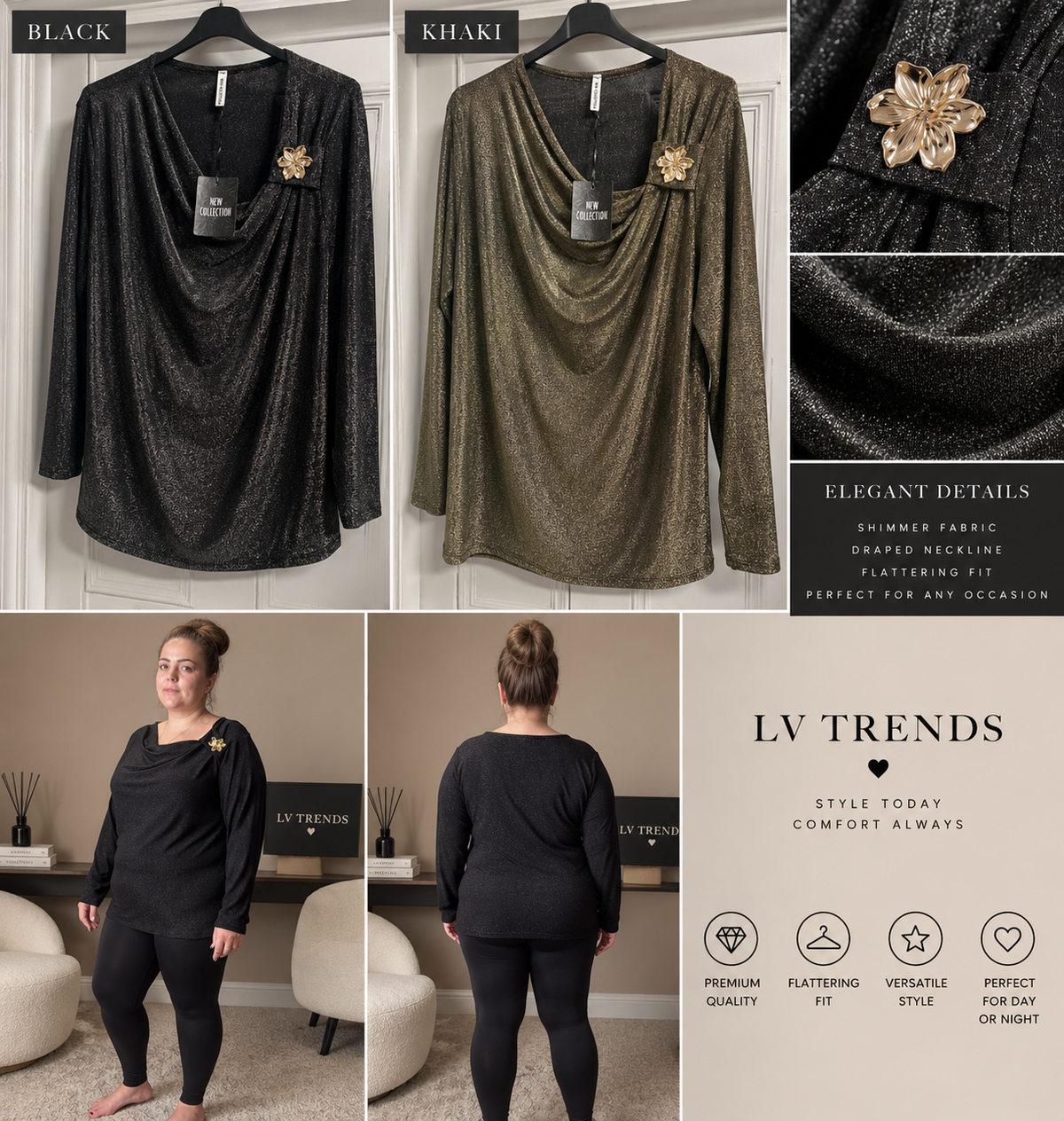 The  brooch Drape Top