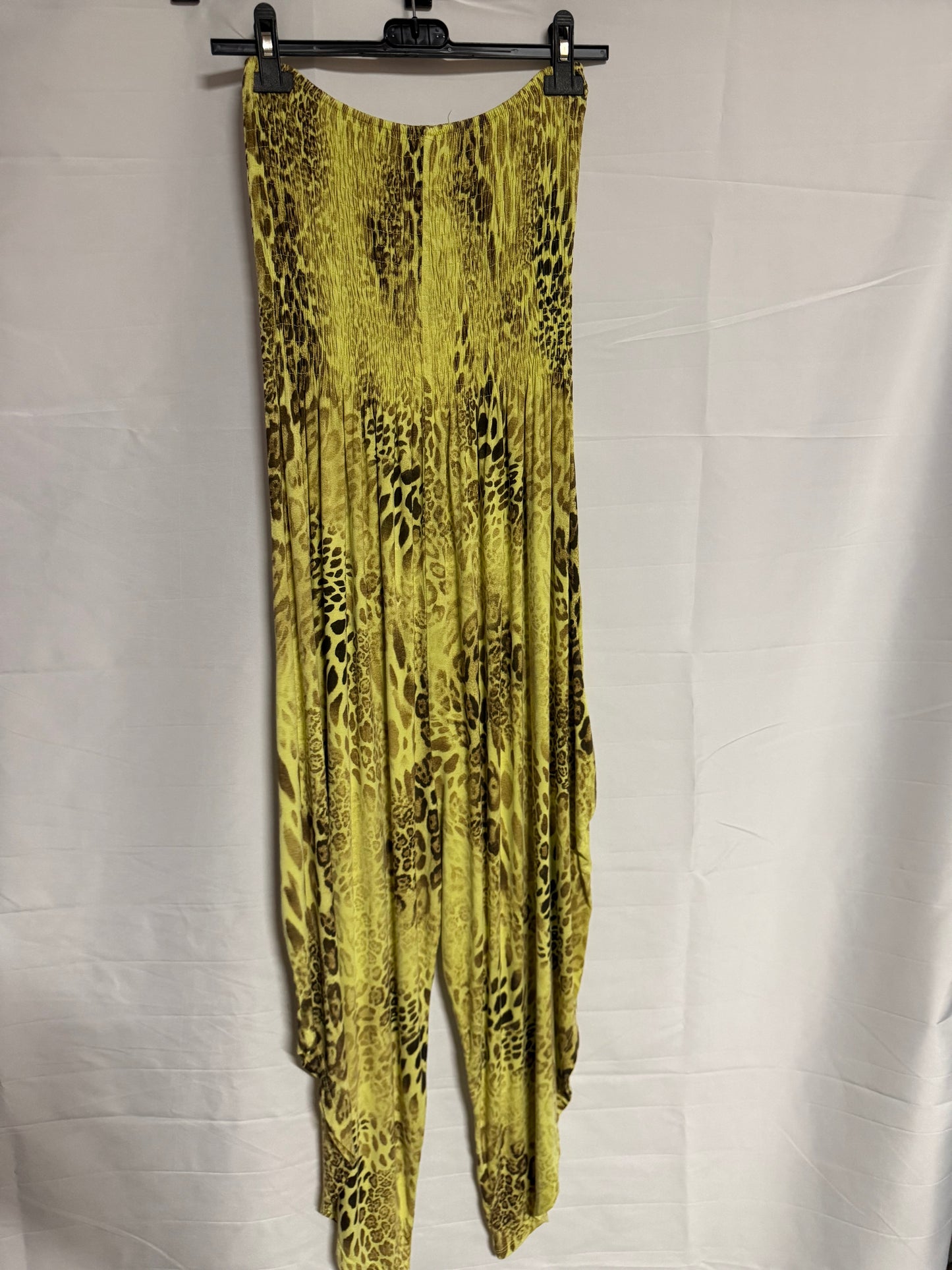 Strapless animal pattern jumpsuit