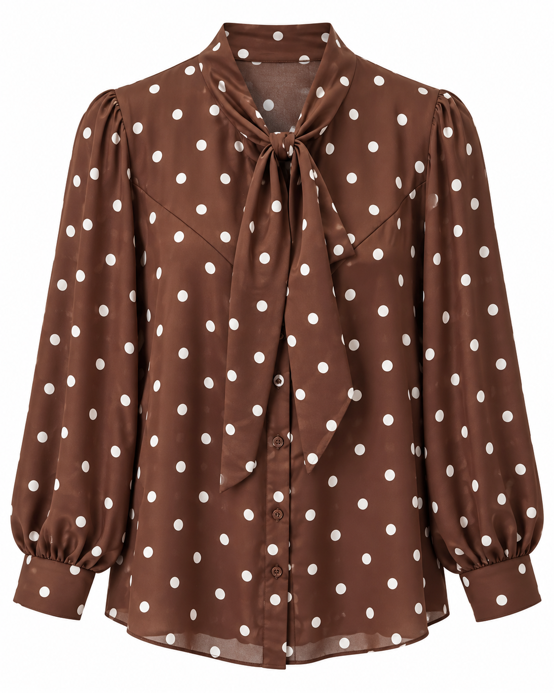 Polka Dot Tie Neck Blouse