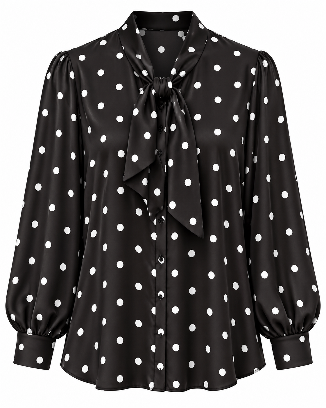 Polka Dot Tie Neck Blouse