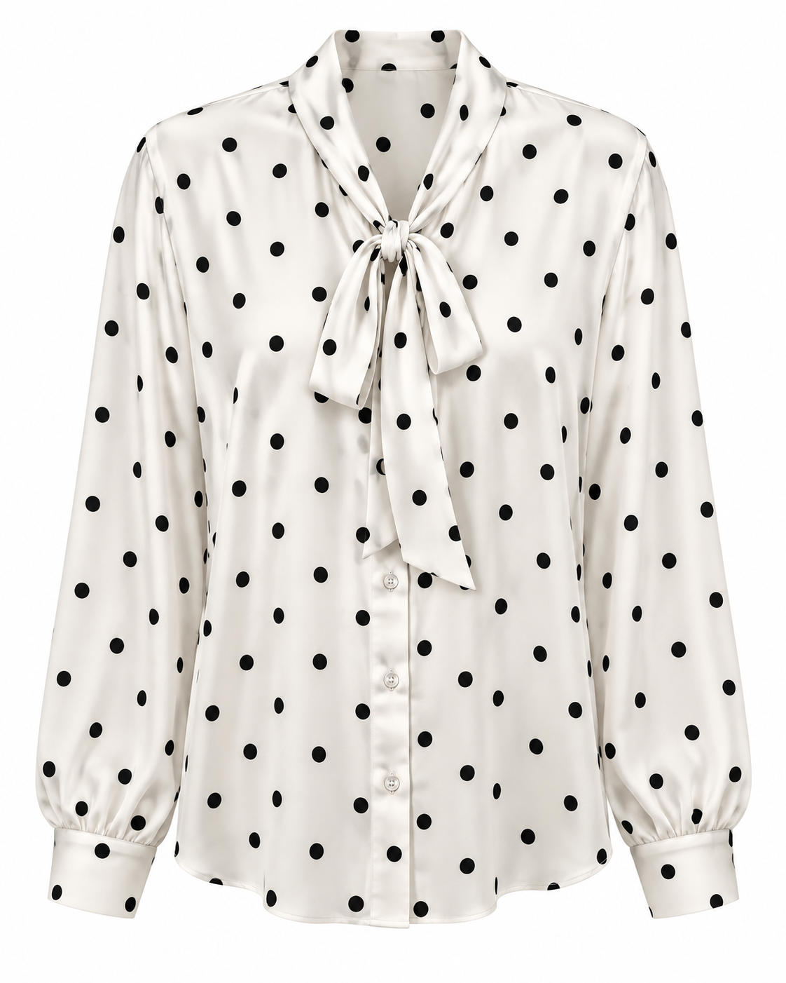 Polka Dot Tie Neck Blouse