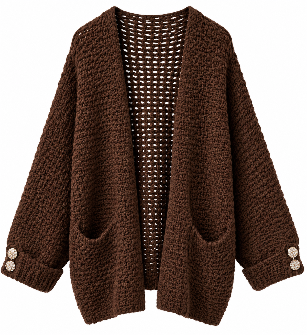 Brown Open Knit Cardigan