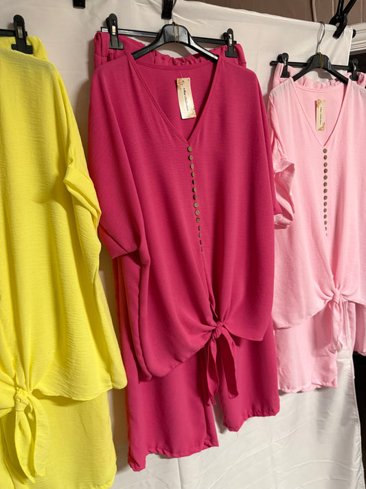 Button detail shirt set