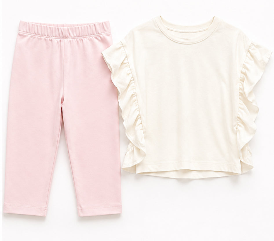 Frilled-Sleeve Leggings Set