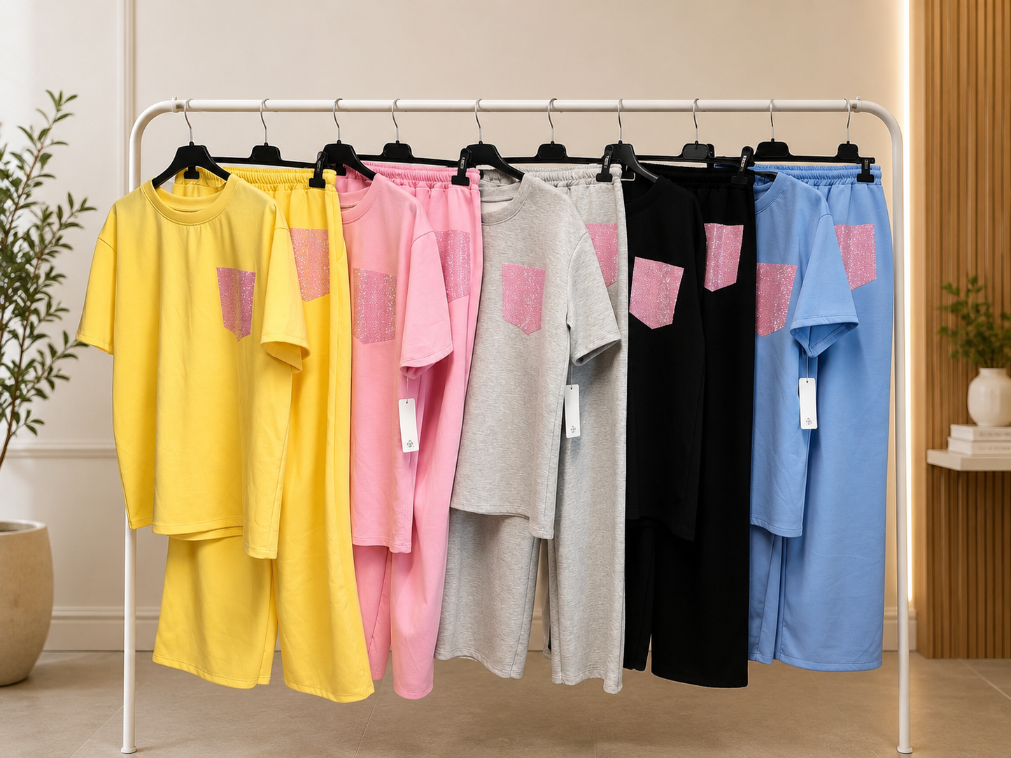 Glitter pocket lounge set /false pocket
