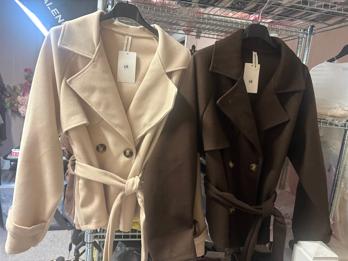 Double breasted wool look coat