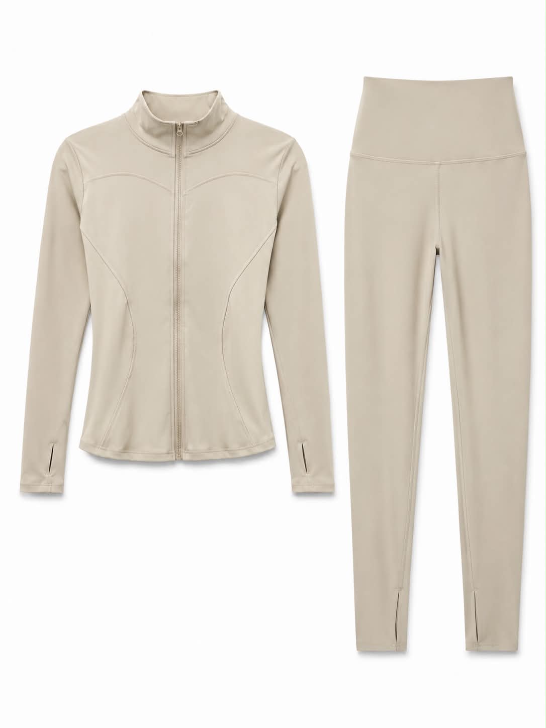 Performance Zip-Up Active Set – Beige