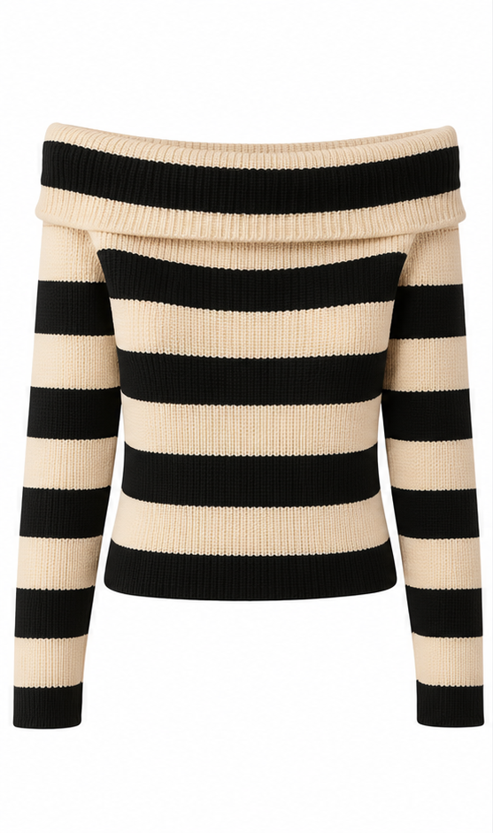 Striped Off Shoulder Knit Top