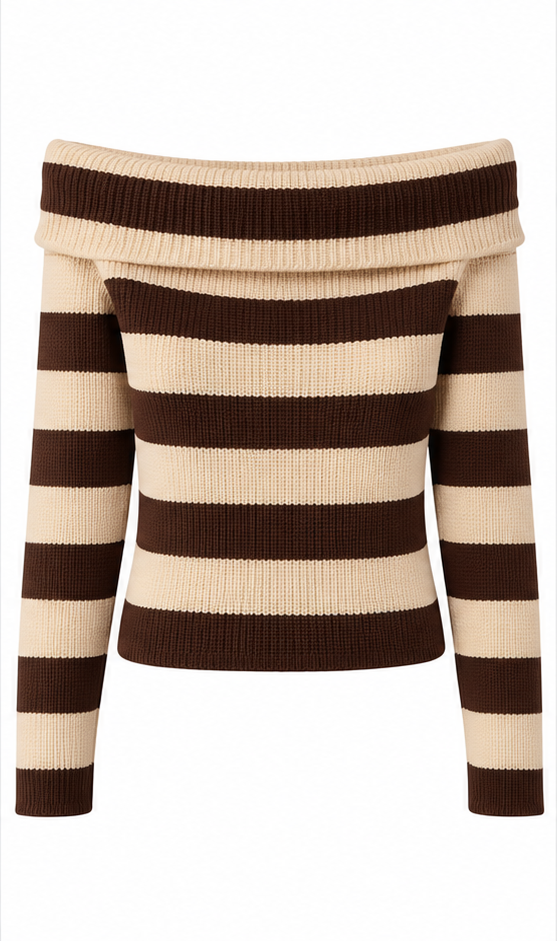 Striped Off Shoulder Knit Top
