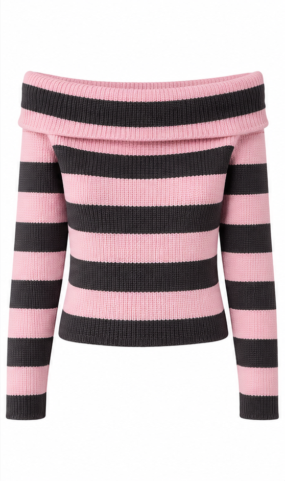 Striped Off Shoulder Knit Top